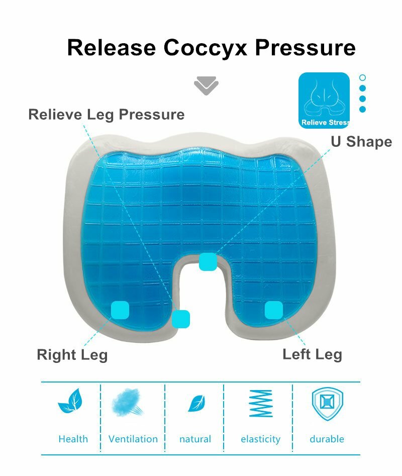 Coccyx Orthopedic Memory Foam Cool Seat Cushion,  U-Shape